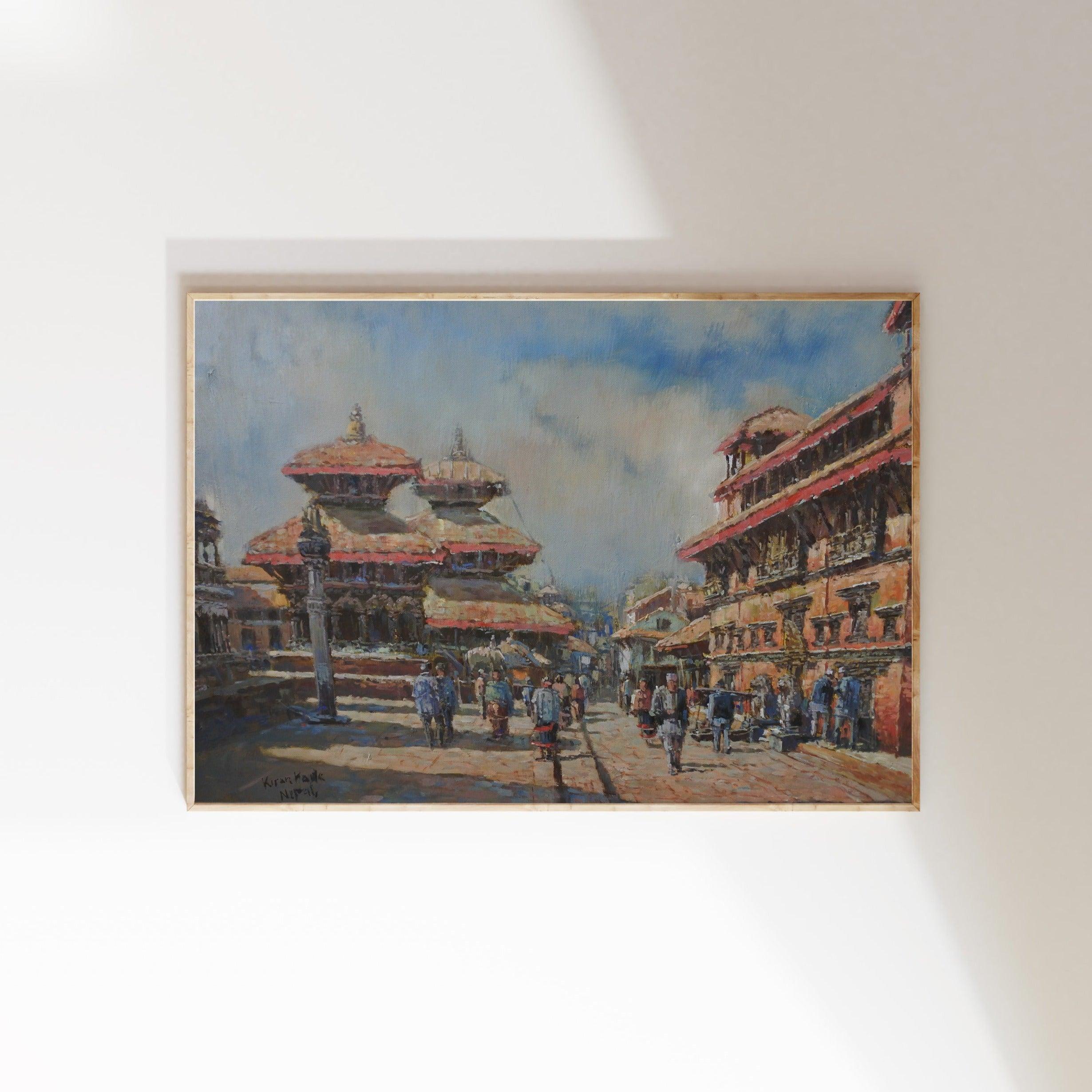 Patan, Patan Durbar Square, Patan Painting, Nepalese Art, Traditional Art, Art for your wall, Art. Nepalese Art, Patan Mandir