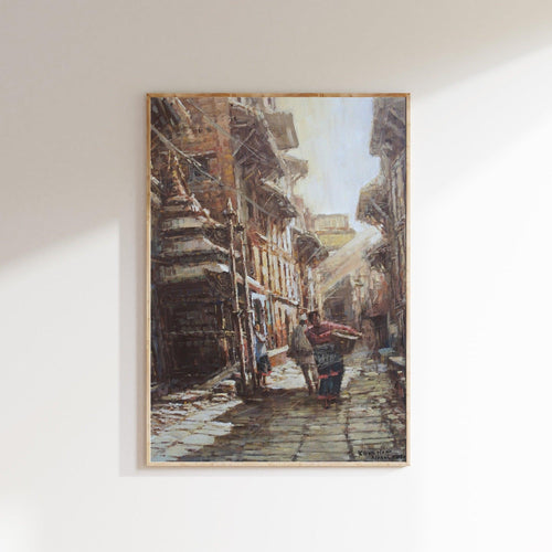 Patan, Newari Women, Acrylic Painting, Street Art, Streets of Kathmandu, Streets of Patan.