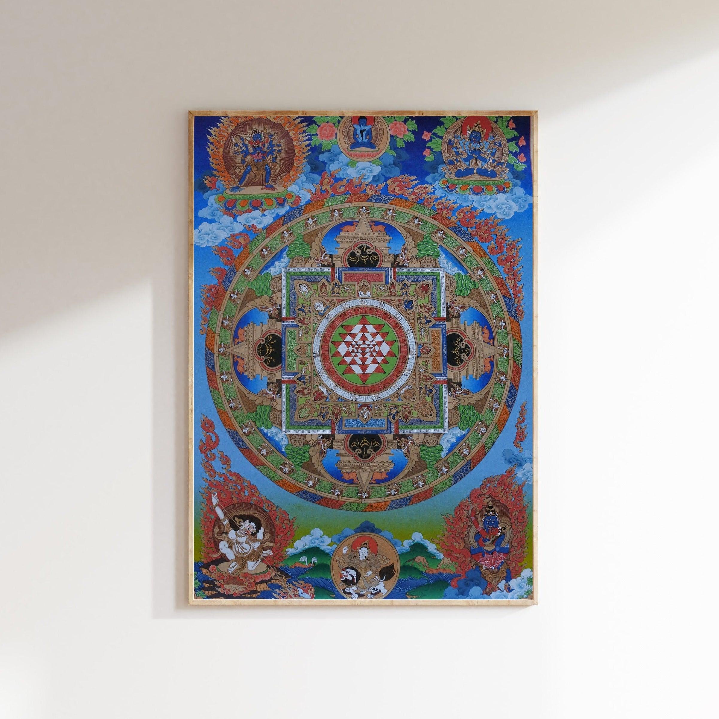 Shri Yantra Thangka in Gold, Hand-Painted Master Thangka