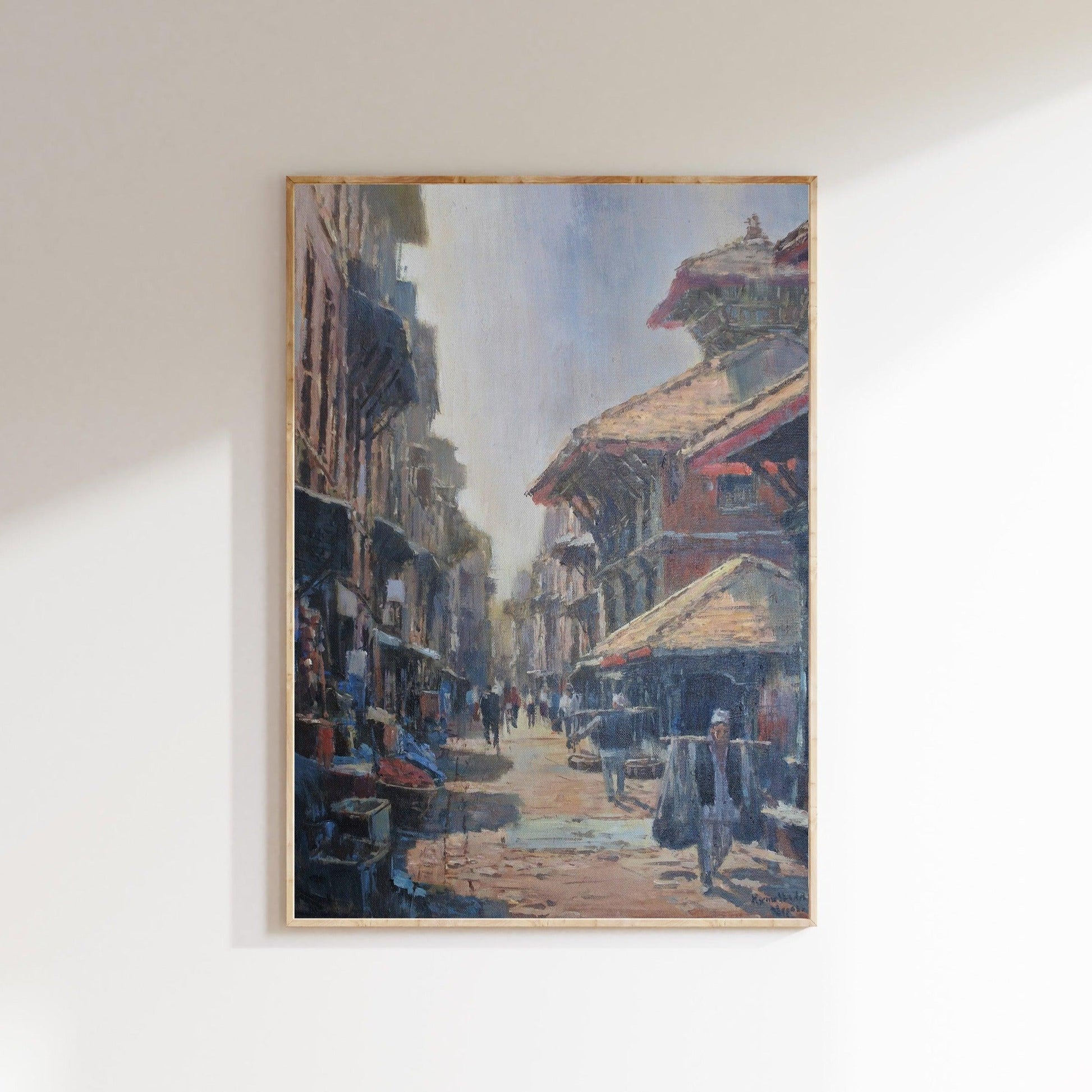 Acrylic Painting, Bhaktapur, Streets of Bhaktapur, Paintings of Kathmandu, Paintings of Bhaktapur