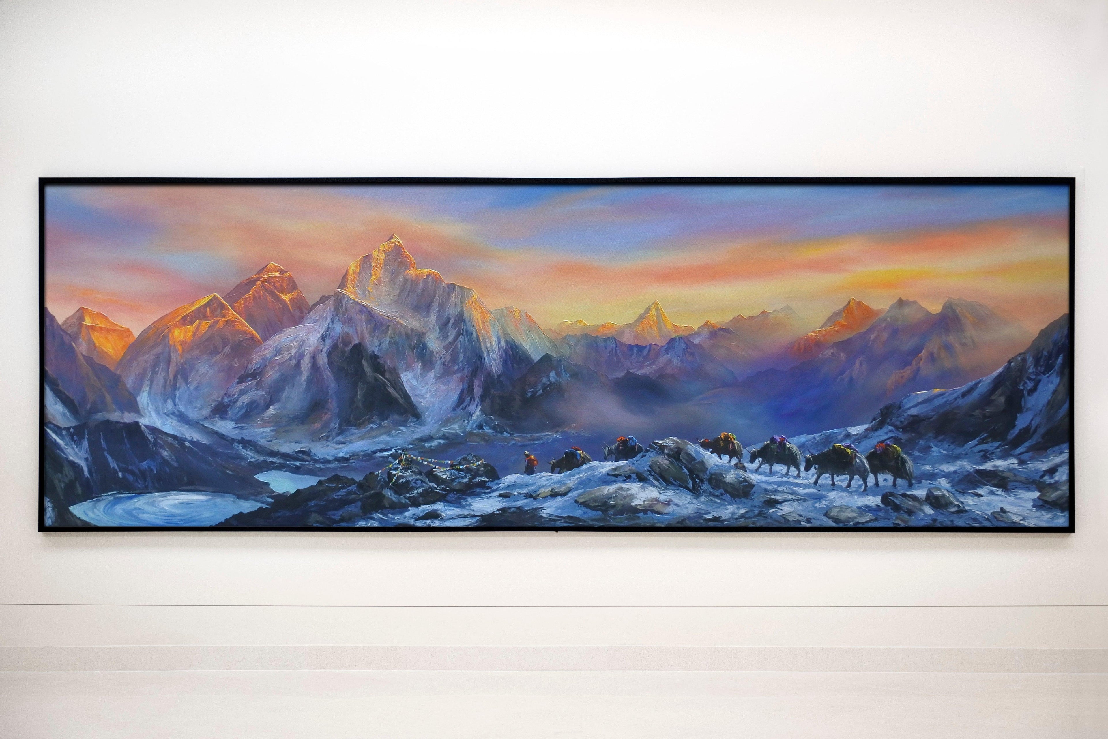 Experience the most astonishing view of the world’s tallest mountains including Mount Everest, Mount Nuptse, Mount Changtse, Mount Lhotse, and Mount Ama Dablam among others. A true statement piece by our Senior Artist Tika.