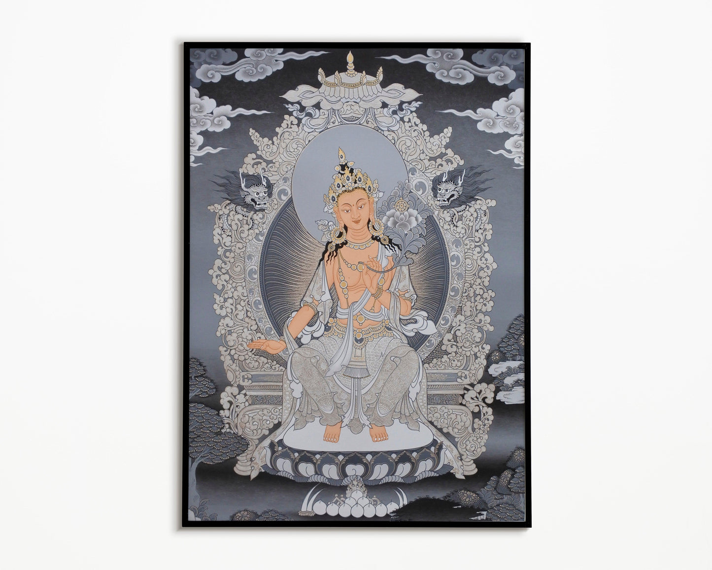 Thangka, White Tara Thangka, Thangka Painting, Tibetan Thangka, Traditional Art, Female Buddha, Thangka Art, Nepalese Paintings, Nepalese Thangkas, Vintage